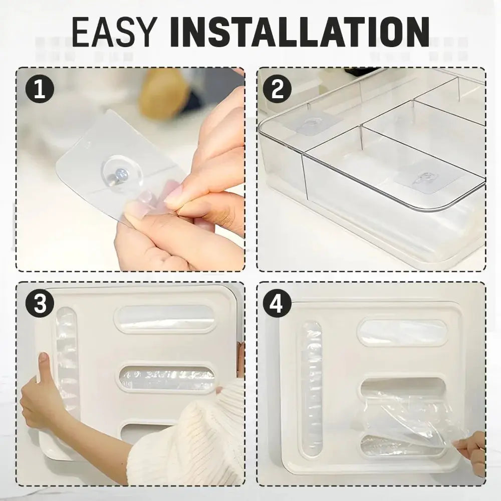 Food Storage Bag Organizer | Drawer Mount | 4 In 1 | Fits All Bag Sizes