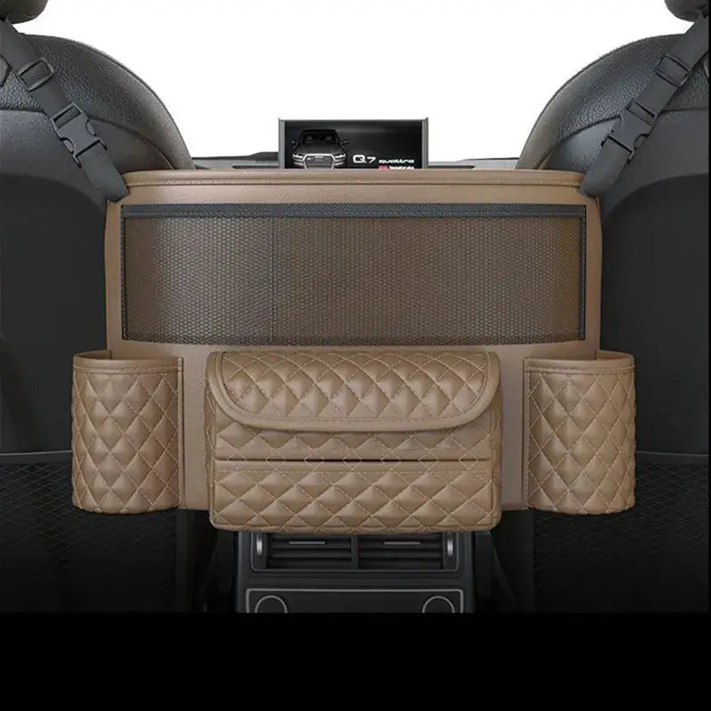 Leather Car Seat Middle Hanger Storage Bag Luxury Auto Handbag Holder Between Seats Tissue Water Cup Pockets Stowing Tidying from PriceLows™
