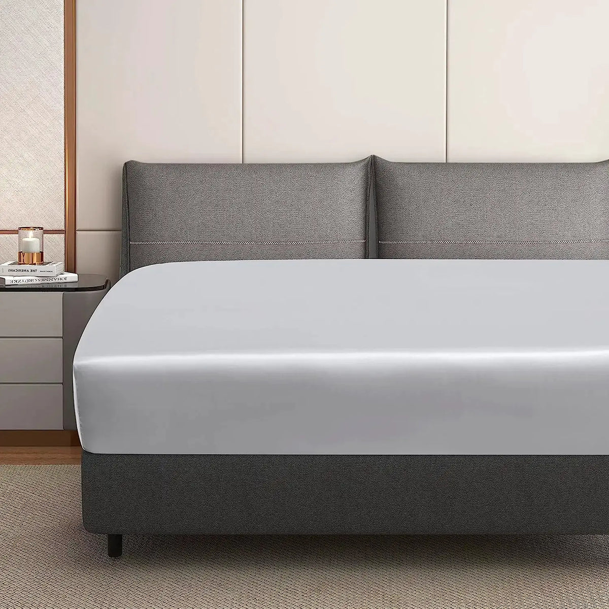 Satin Fitted Sheet | 100 Percent Polyester | Silky Soft | Solid Color