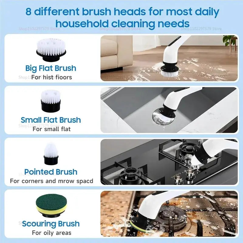 Electric Spin Scrubber | Cordless | Adjustable Extension | For Tub Tile Floor