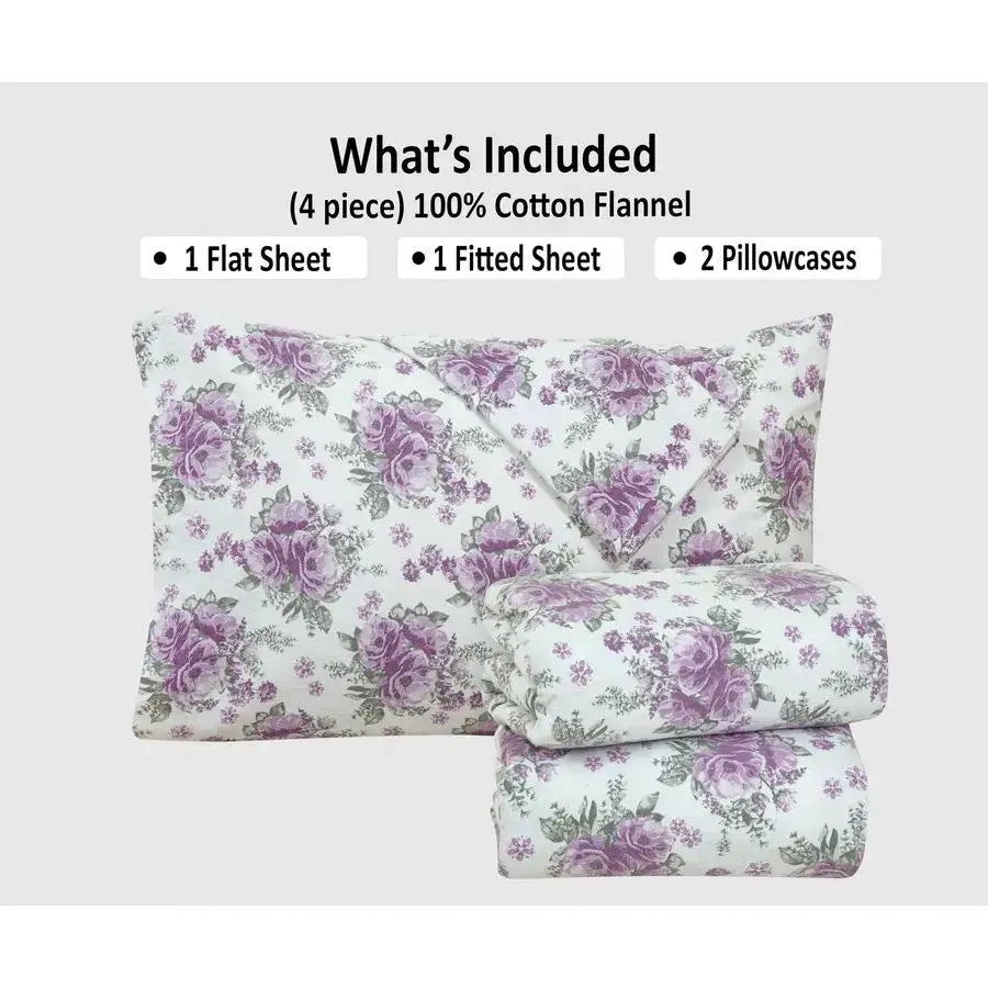 4 Piece 100 Cotton Flannel Sheets Queen Size Bed Set Warm amp Extra Soft Deep Pockets, Breathable, All Seasons Comfy Double Brus from PriceLows™