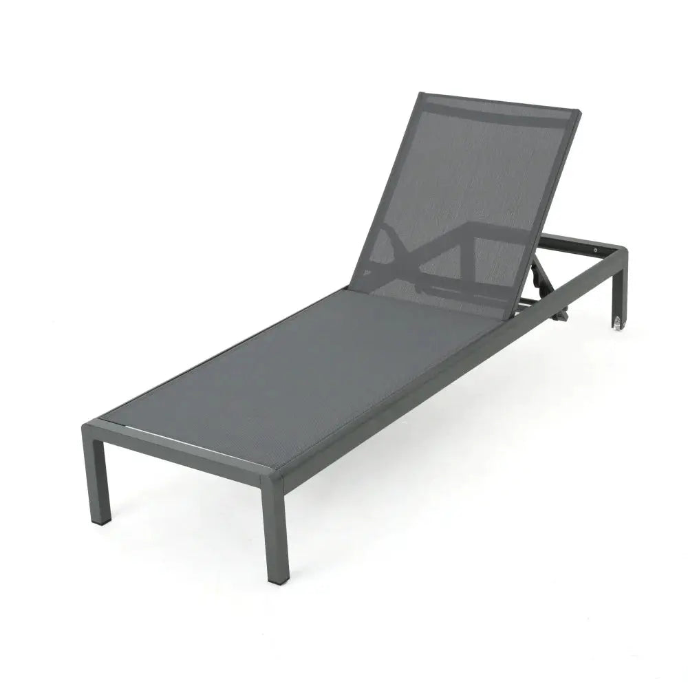 Dark Grey Aluminum Mesh Chaise Lounge 2PCS 400LBS 5 Adjustable Positions Outdoor Patio Pool Sun Lounger from PriceLows™