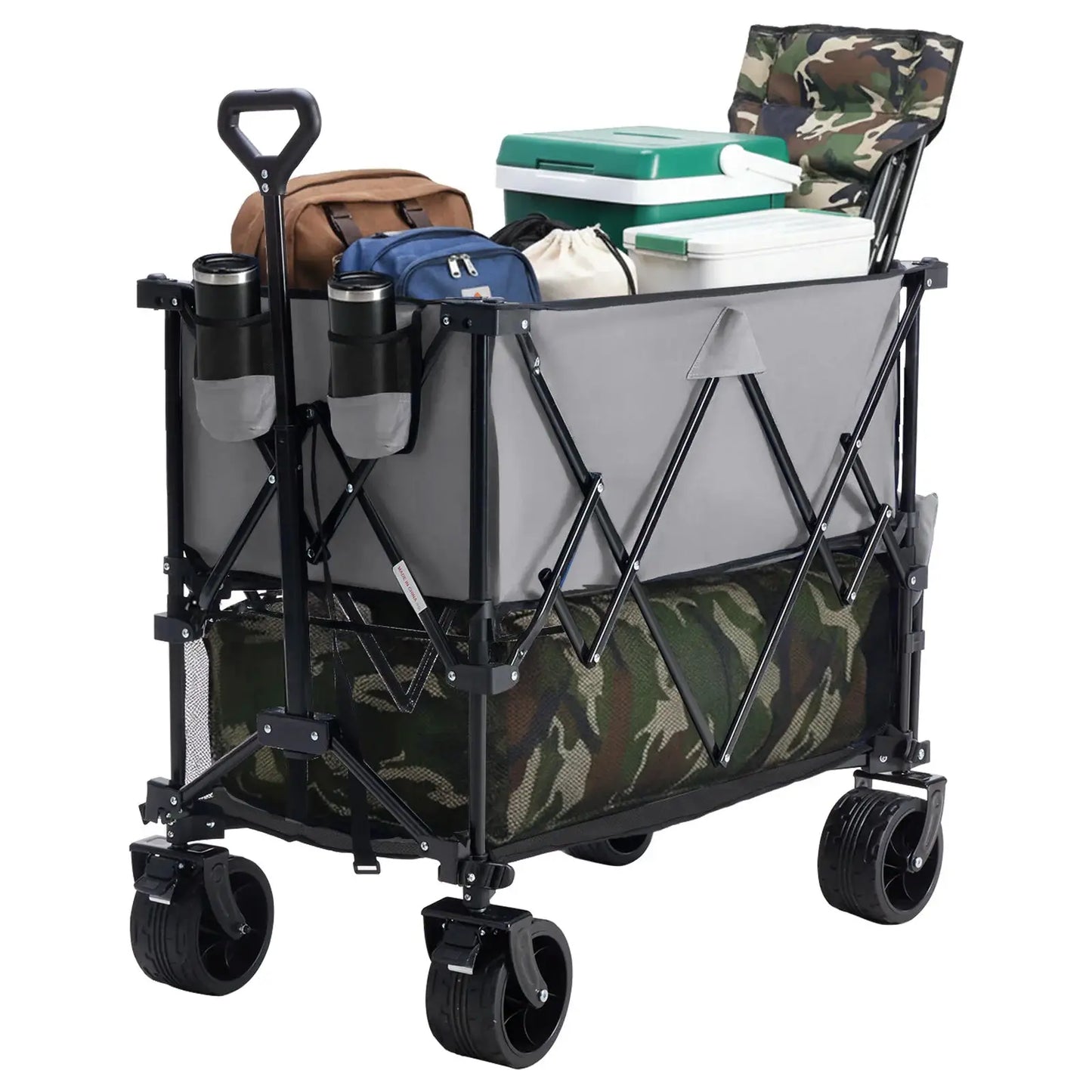 JHK Outdoor Double Decker Wagons Cart 440 lbs Large Capacity Collapsible Foldable Garden Beach Cart for Grocery Garden Camping from PriceLows™