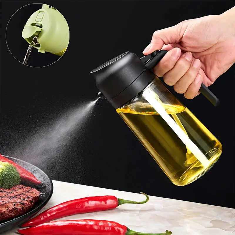 Oil Sprayer and Dispenser | Glass Bottle | BPA Free | 2 in 1