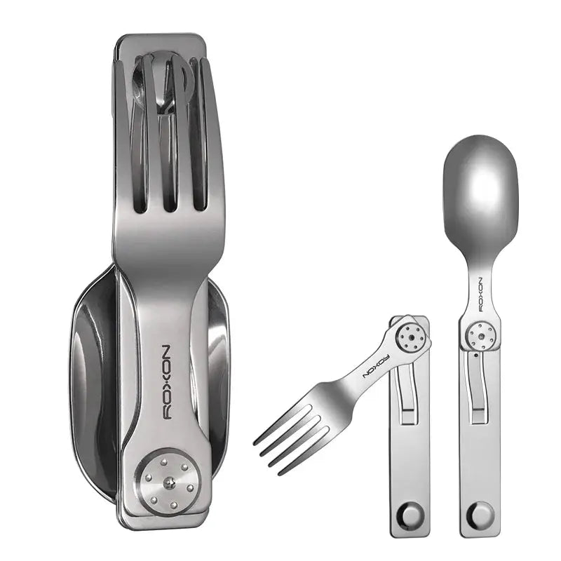ROXON 3 IN 1 Camping Cutlery Set Knife Fork Spoon Stainless Steel Portable and Detachable from PriceLows™