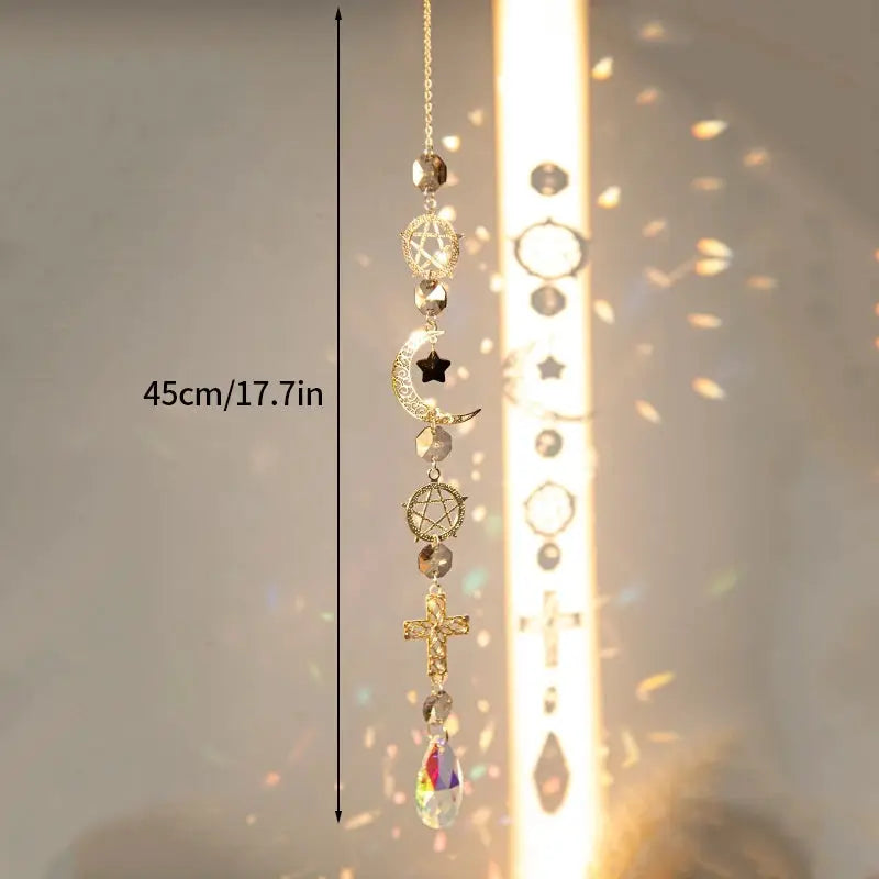 Crystal Suncatcher Moon Star Rainbow Sun Catcher Wind Chime Pendant Sun Catcher Pendants Outdoor Garden Yard Hanging Decor from PriceLows™