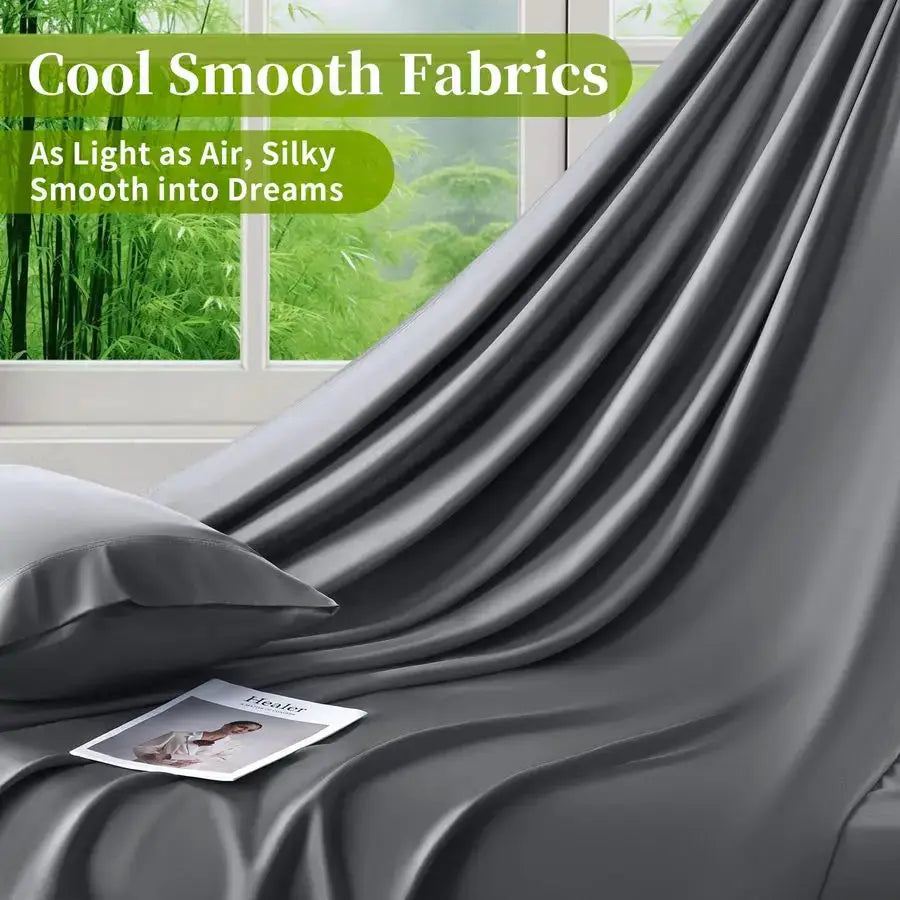100 Viscose Derived from Bamboo Sheets Queen Size 4pcs Ultra Cooling amp Silky Soft Bed Sheets, 16 Deep Pocket, Perfect for Hot from PriceLows™