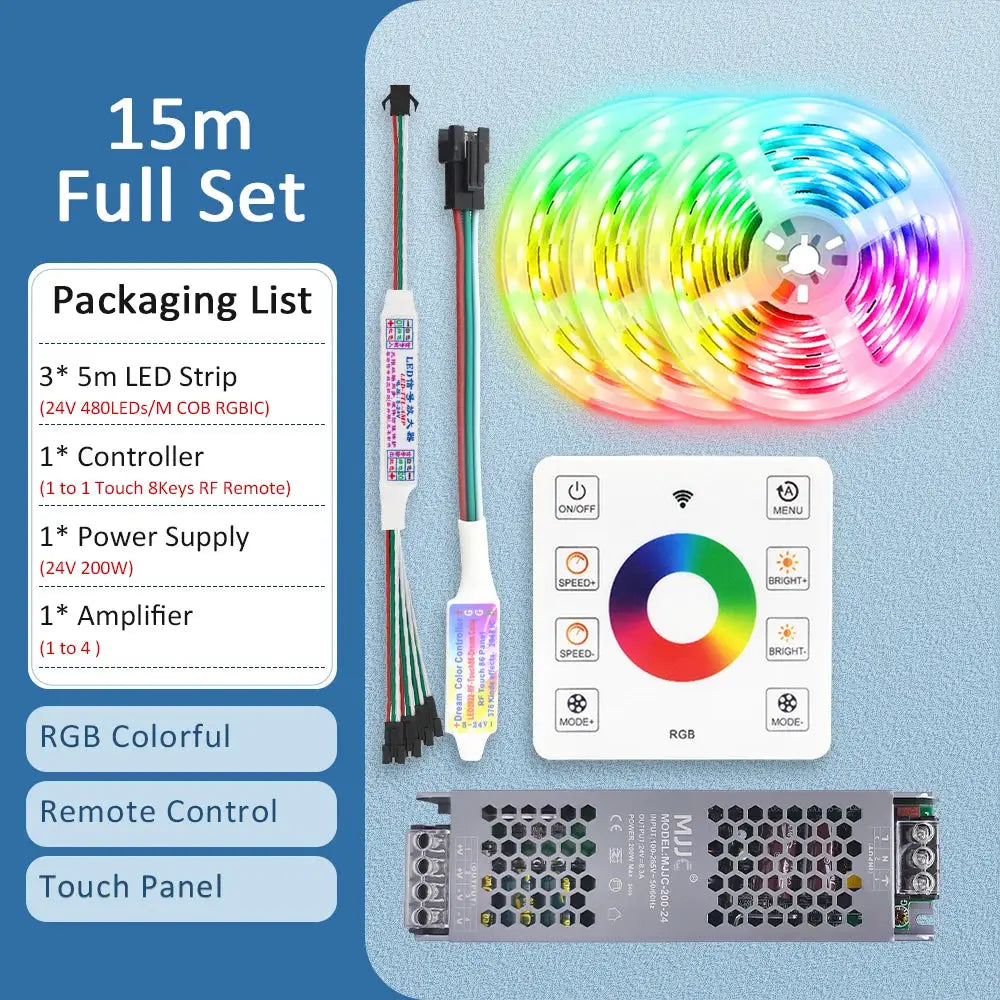 RGBIC COB LED Strip WS2811 24V 480 Diodes 5M 10M 15M 20M RGB IC Chasing Effect Lights Tape Diode Ribbon Lamp for Room Decoration from PriceLows™
