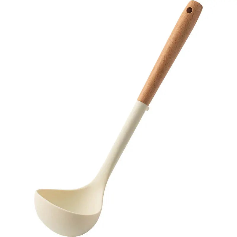 Silicone Spatula Set | Wooden Handle | Nonstick Design | 5 Piece White
