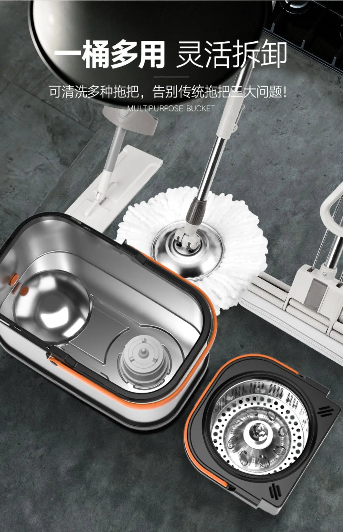 Mop Rotation No Hand Washing Dry And Wet Dual-Use Automatic Drying Household Floor Mop Bucket Dehydration Pier Duster Cloth from PriceLows™