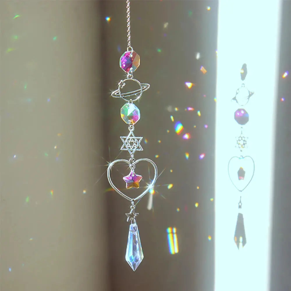 1pc Crystal Wind Chime Moon Sun Catcher Diamond Prisms Pendant Dream Catcher Rainbow Hanging Drop Home Garden Decor Windchime from PriceLows™