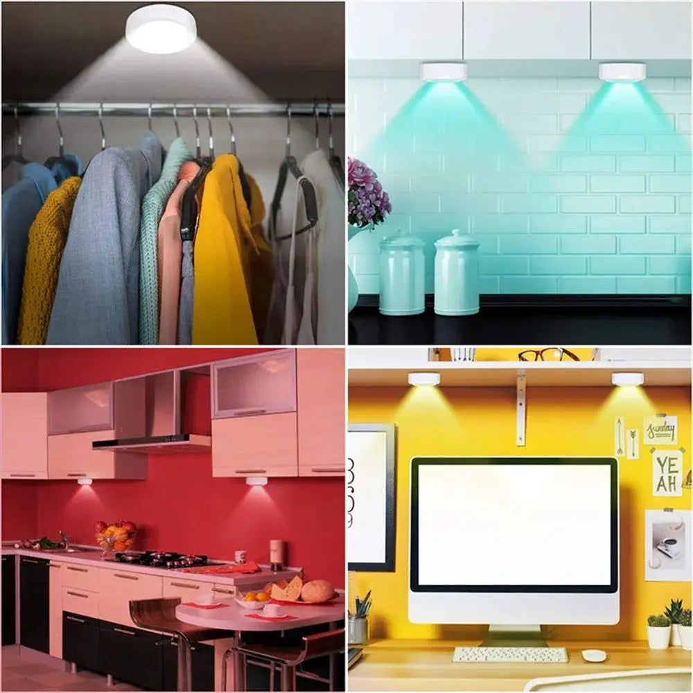 Melery LED Night Light Adhesive Sticker Battery Dimmable Multicolor Cabinet Bedroom Kitchen Bathroom Drawer Lamp Wall Lighting from PriceLows™