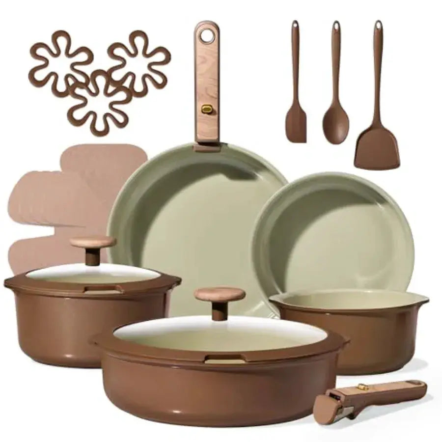 Pots and Pans Set, Ceramic Cookware Set Non Stick with Detachable Handle, RV Kitchen Cooking Set, Induction and Oven Safe, Non- from PriceLows™