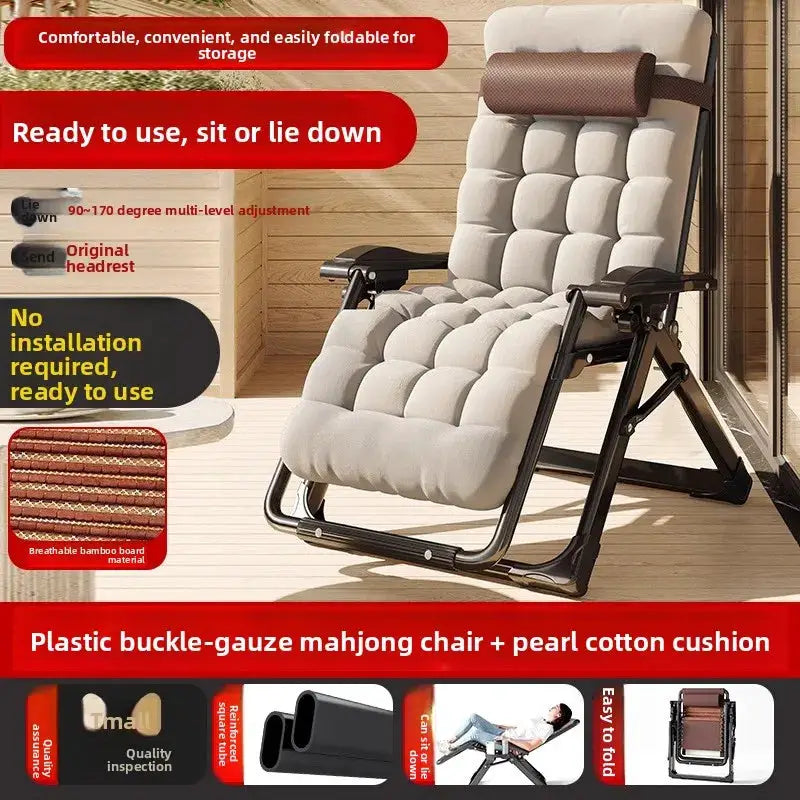 Lounge chair folding lunch break leisure chair elderly beach nap chair sofa lazy chair from PriceLows™