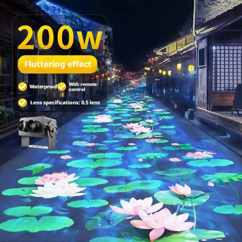 LED 3D Projection Lamp | Aluminum Housing | Water Ripple Pattern