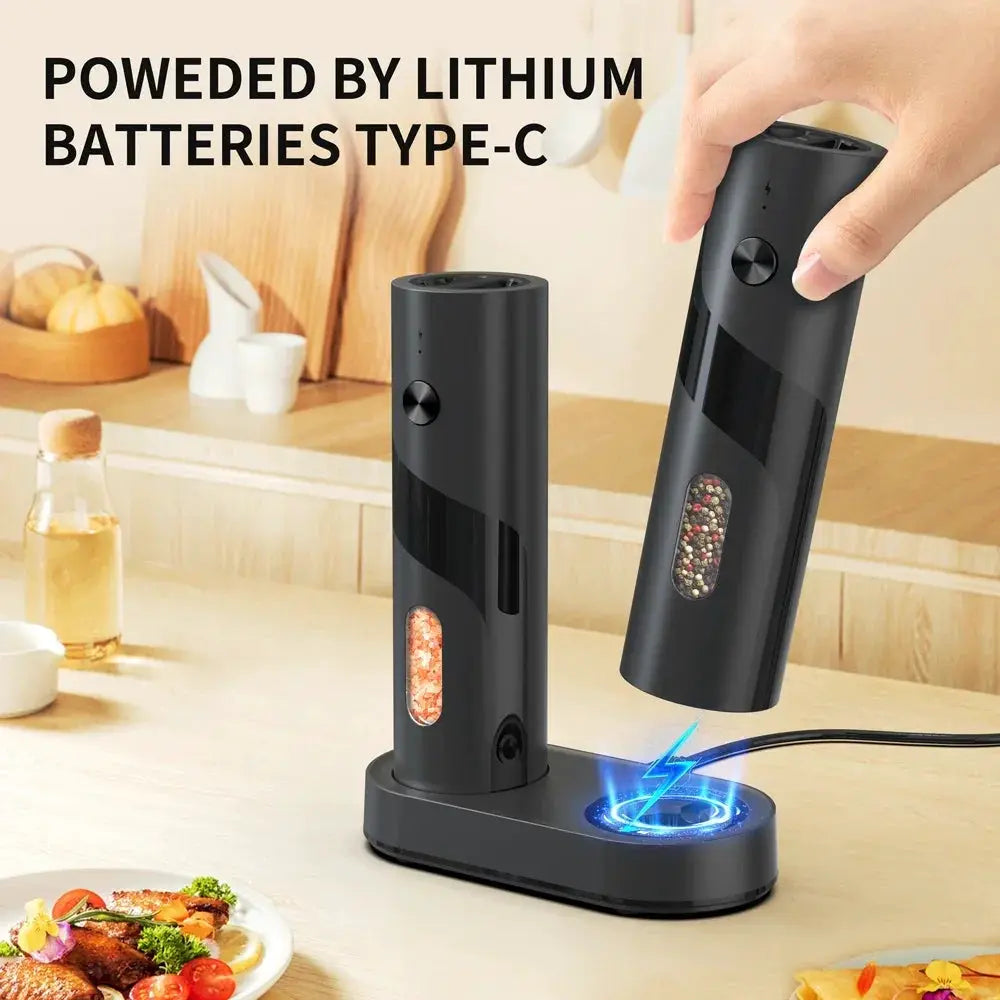 Electric Salt And Pepper Grinder Set | Rechargeable | Charging Base Included