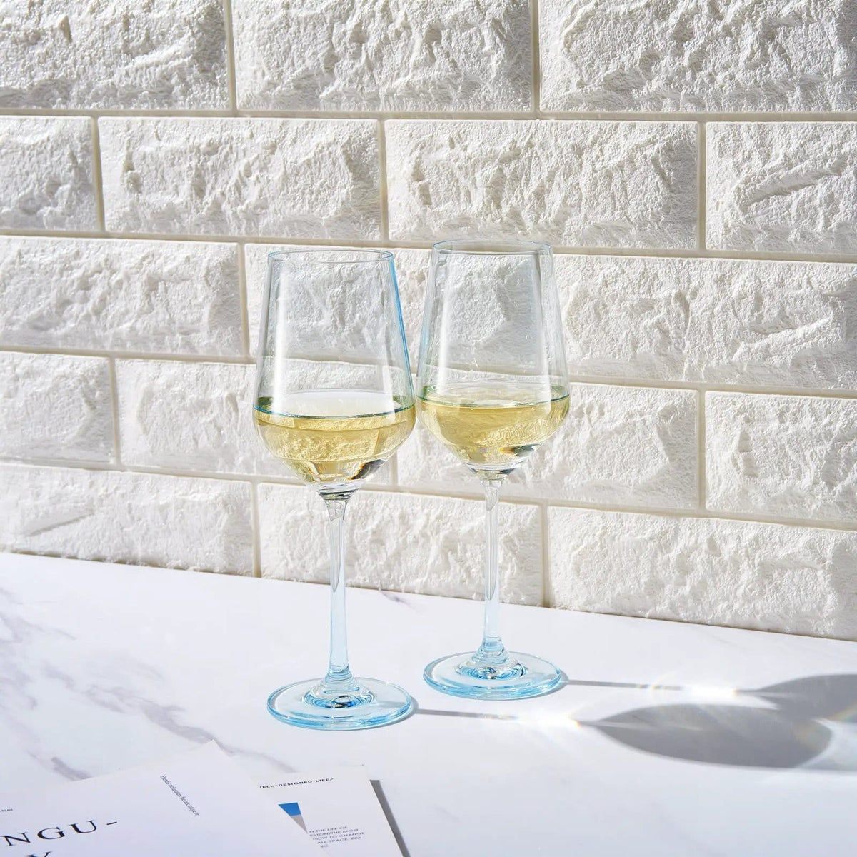 Monet Stemmed Wine Glassware, Blue | 12 oz | Set of 2 | Entertaining