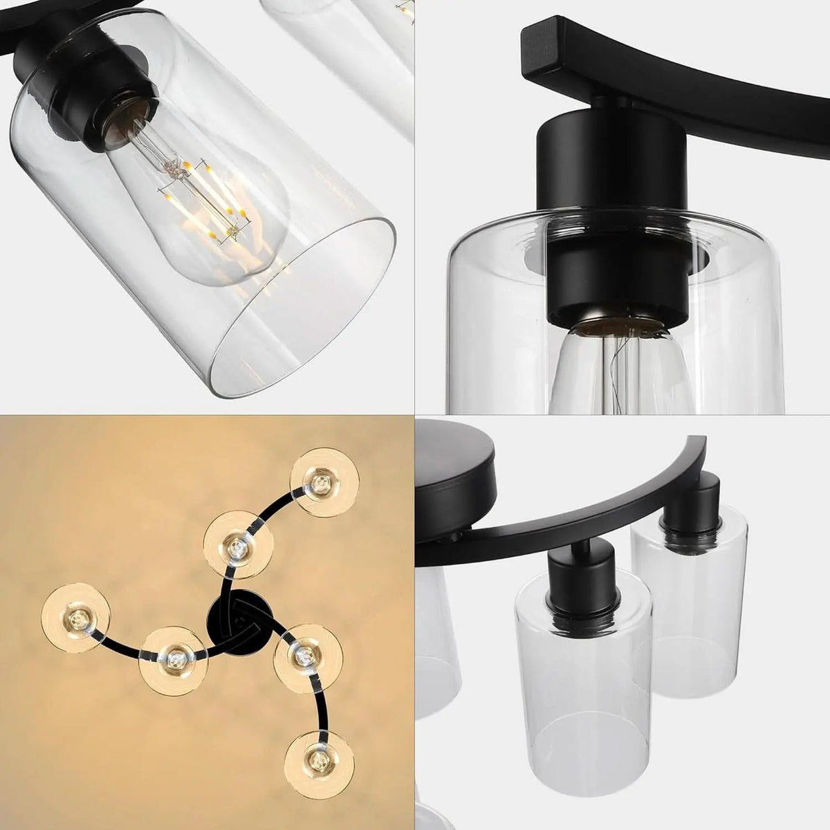 Six Light Black Farmhouse Chandelier With Adjustable Height from PriceLows™