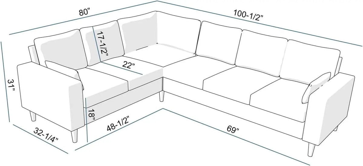 Six Seat Corner Sectional Sofa With Linen Fabric For Living Room from PriceLows™