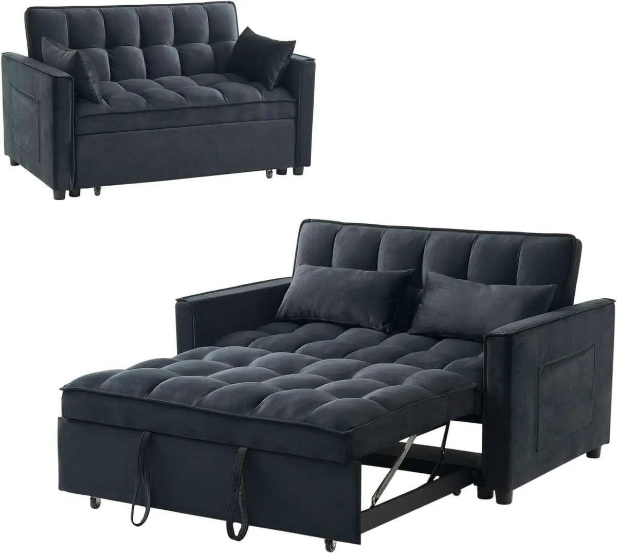 Black Velvet Sleeper Sofa With Adjustable Backrest from PriceLows™