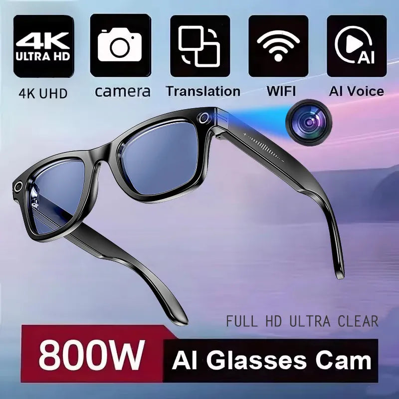 Smart Glasses | AI Translation 720P Dual Cam | Waterproof Bluetooth 5.3 | Men