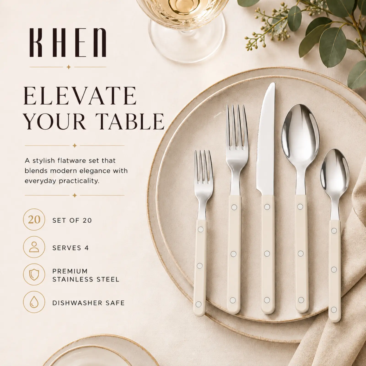 Stainless Steel Cutlery Set 20 Piece Rust Resistant Value