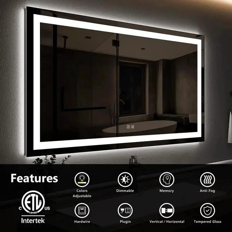 Bathroom Mirror | Center Glow LED | Minimalist Frame