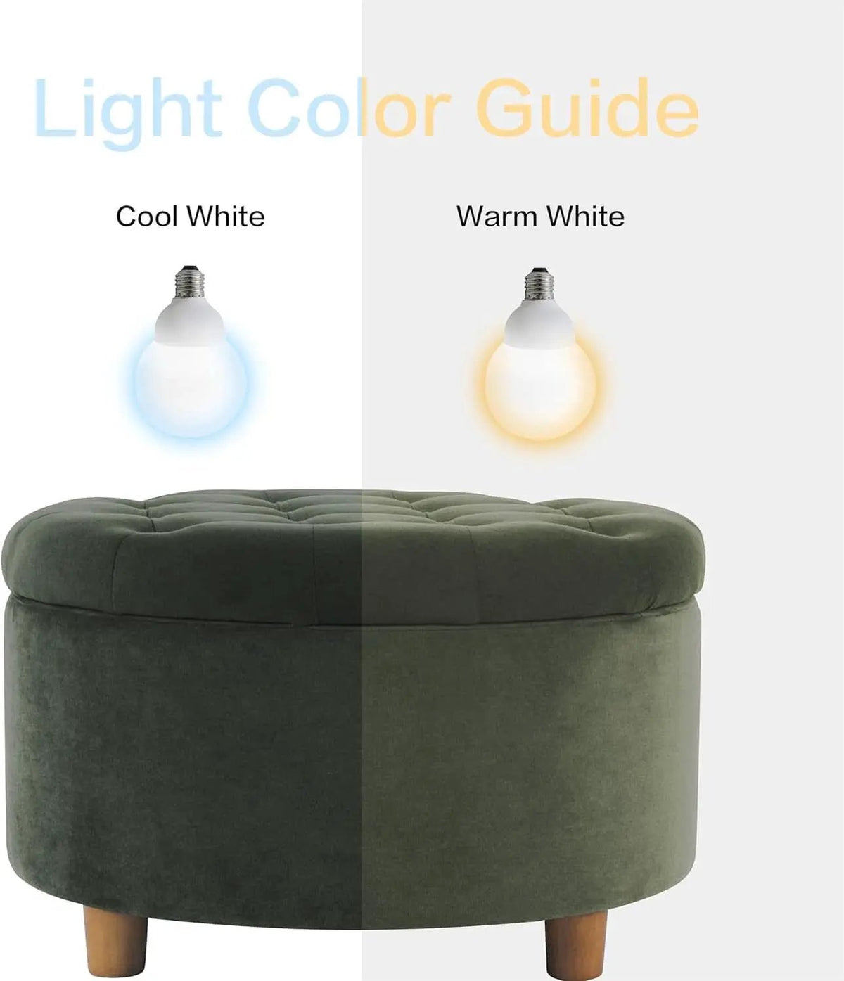 Handcrafted Loden Green Velvet Storage Ottoman 28In from PriceLows™