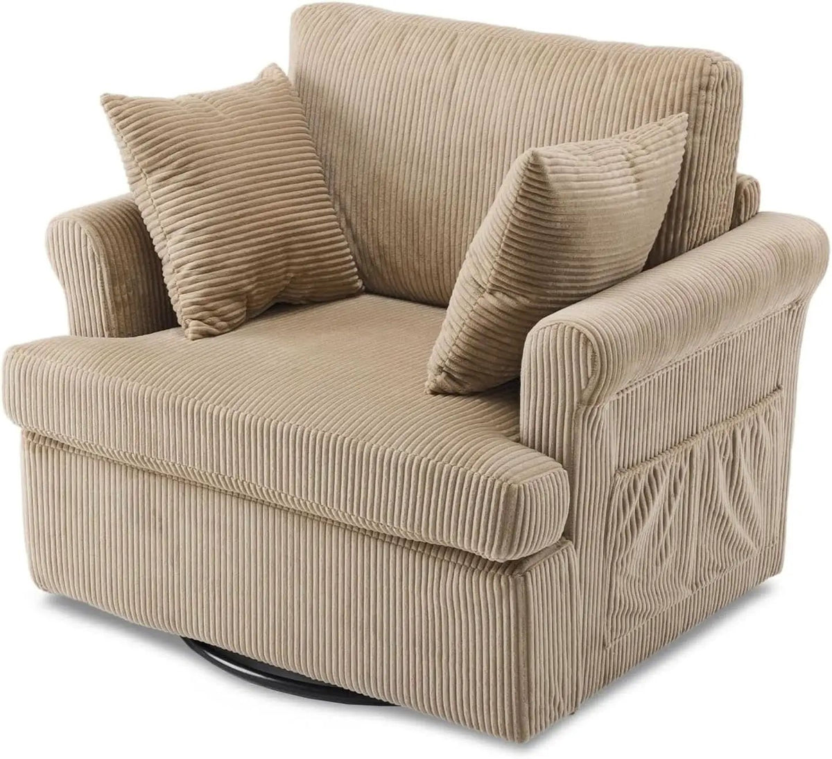 Vingl Modern 39.2Inch ExtraWide Swivel Armchair Khaki from PriceLows™