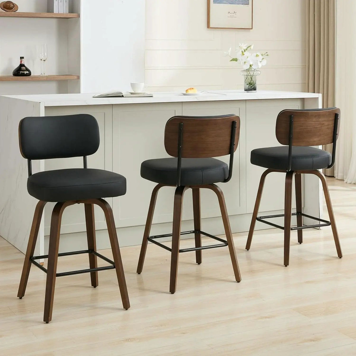 Swivel Bar Stools Set Of 4 26 Inch Counter Height Black from PriceLows™