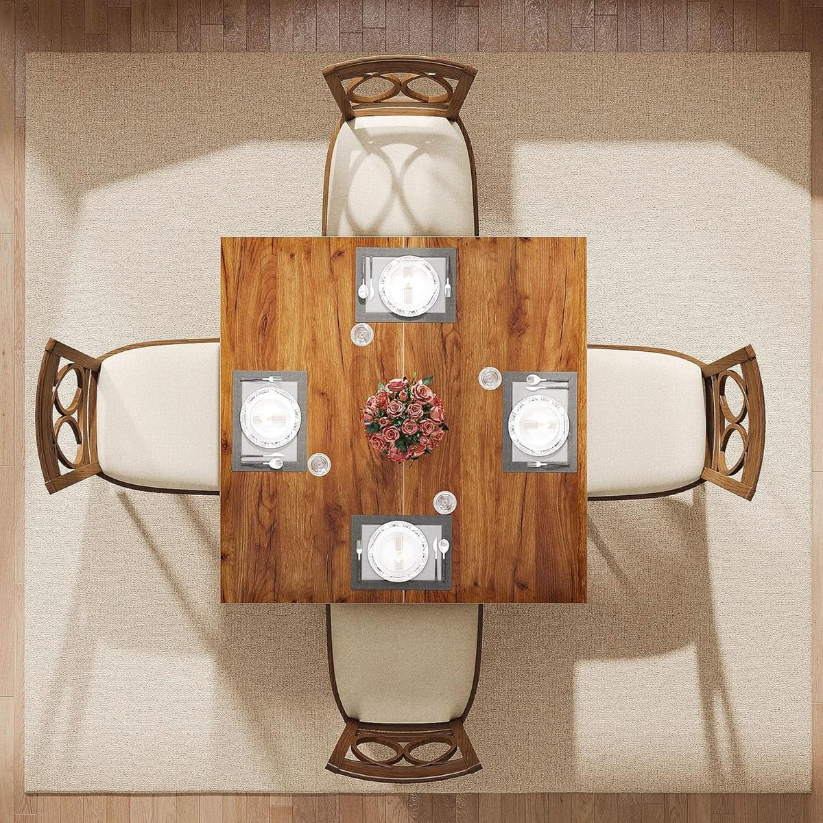 Tribesigns 39 Inch Wood Dining Table Rustic Brown Farmhouse from PriceLows™