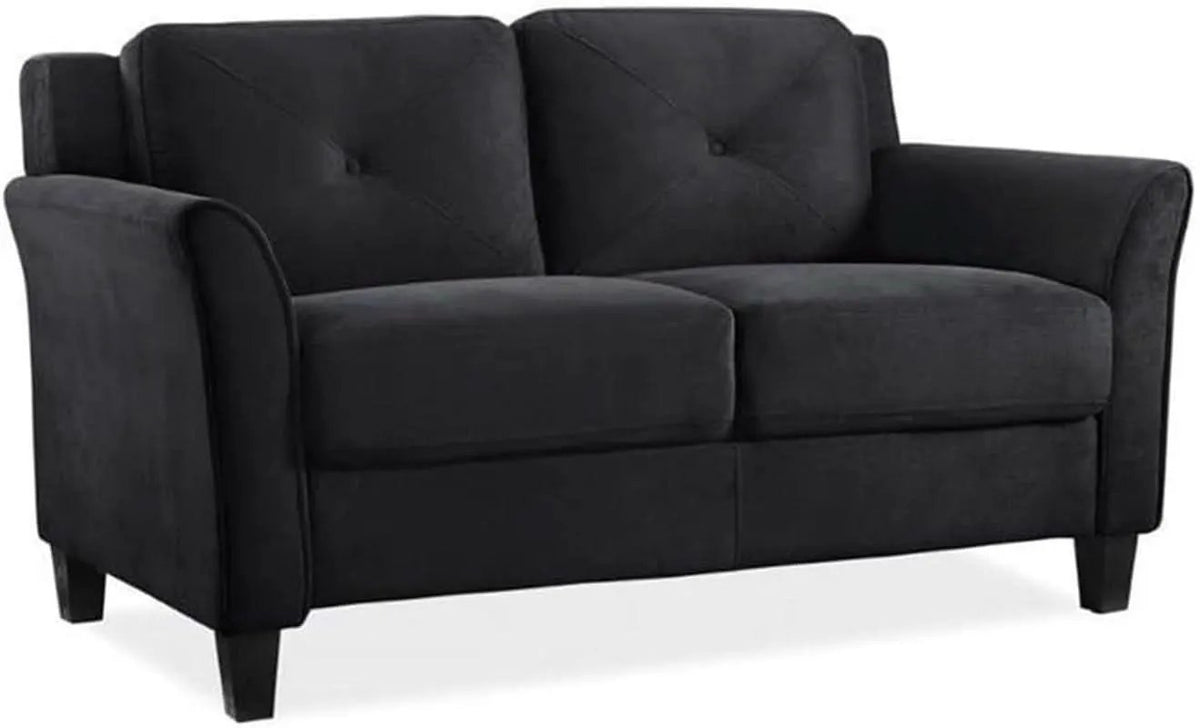 Two Piece Polyester Microfiber Upholstered Sofa Set With 78 Inch Wide Sofa And 56 Inch Wide Loveseat In Black from PriceLows™