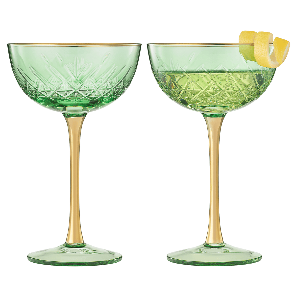 Bellissimo Crystal Champagne Coupe Cocktail Glassware | Set of 2 | Crystal | Entertaining