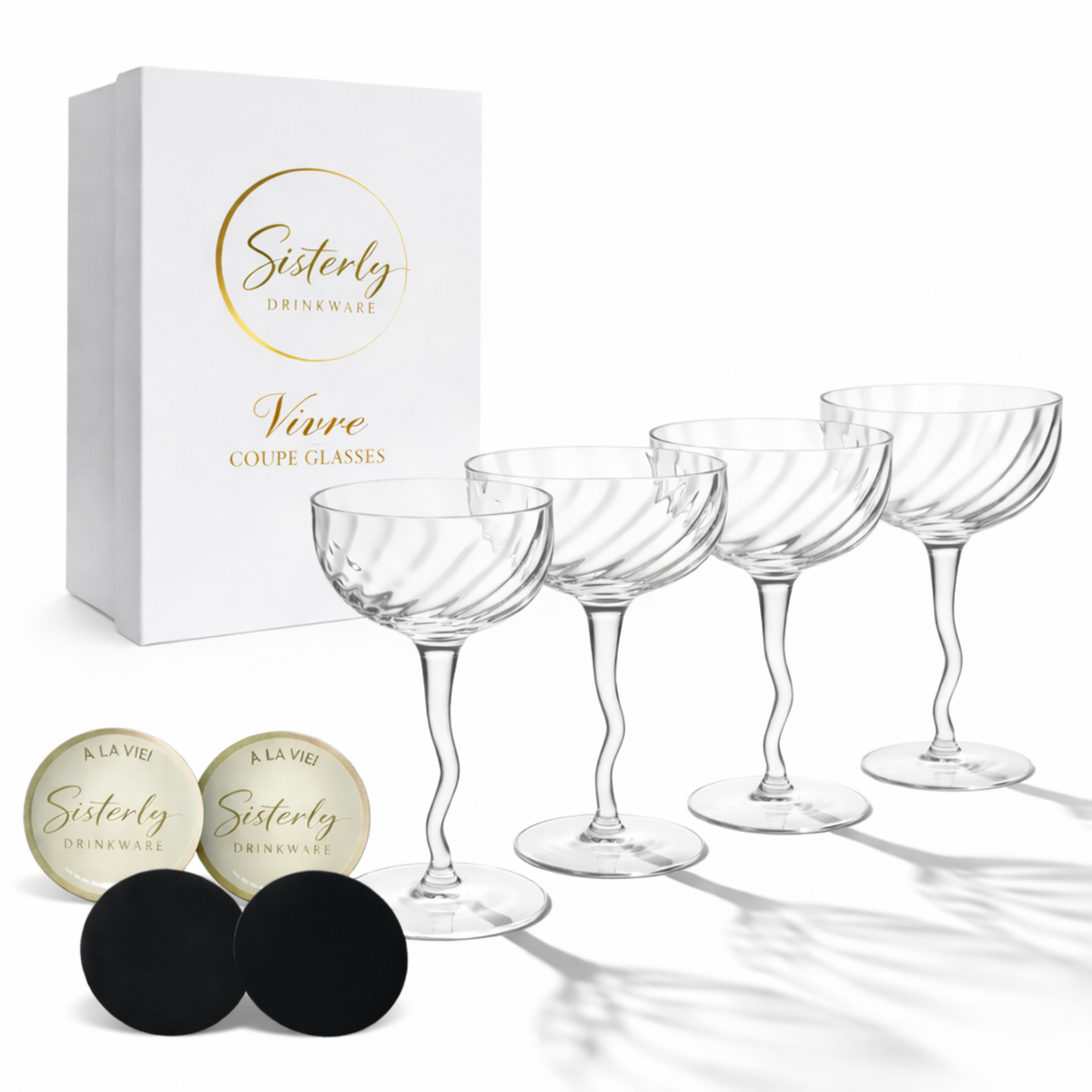 Crystal Coupe Glasses | Handfinished Edges | Set Of 4 Pieces
