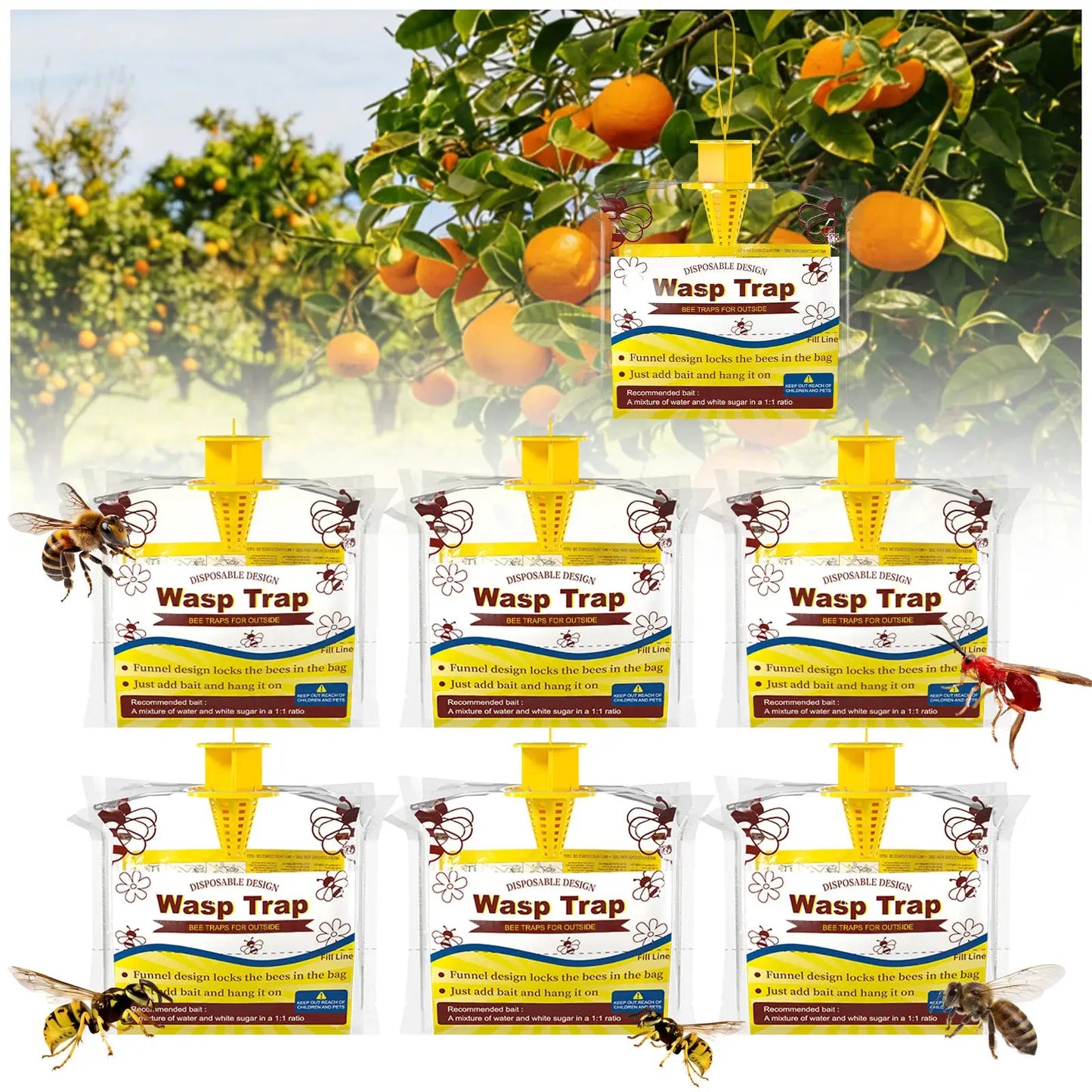 Wasp Traps | Outdoor Hanging 6/8 Pack | PriceLows™