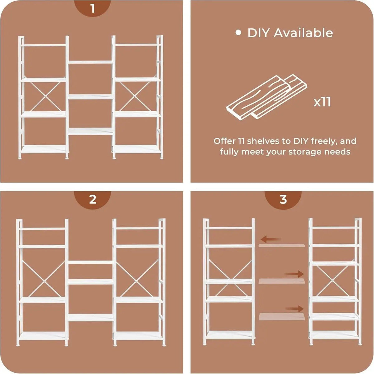 White 11 Shelf Open Display Bookcase For Home Office from PriceLows™