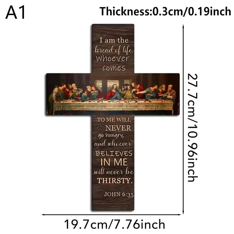 Wooden Wall Cross | Last Supper Scene | PriceLows™