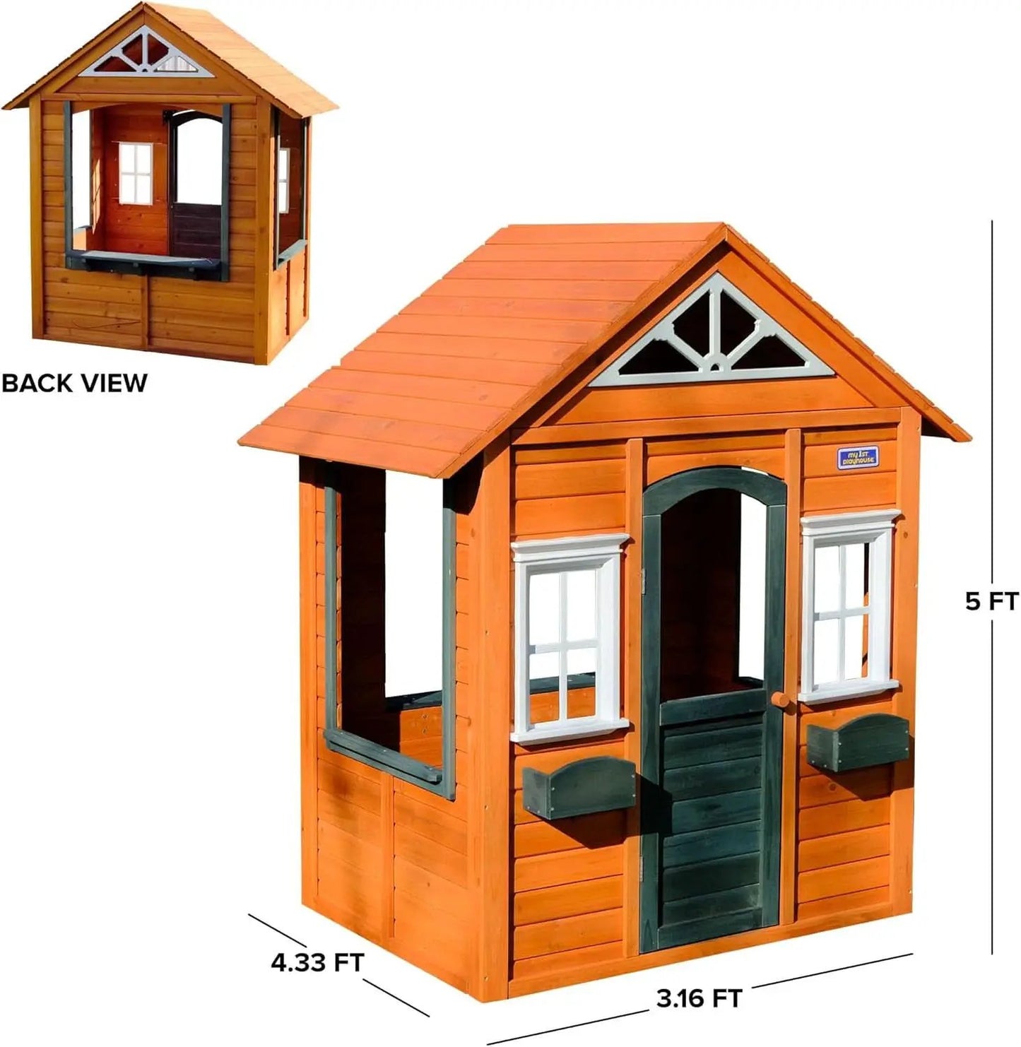 Wooden Playhouse With Open Design And Flower Pot Holders from PriceLows™