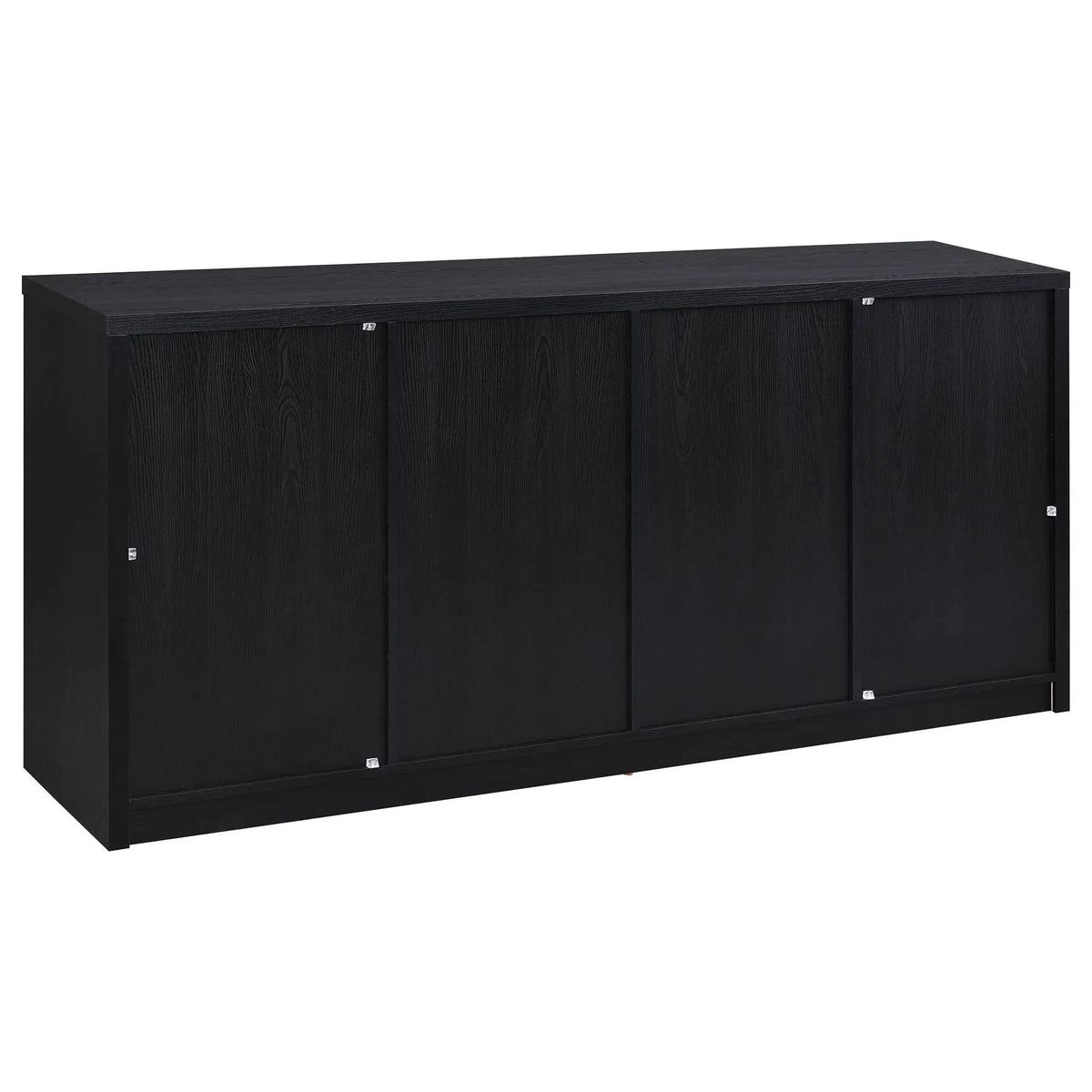 Riva 4-door Dining Sideboard Buffet Storage Credenza | 68.25 x 15.5 x 33 in | Engineered Wood & Glass | Black