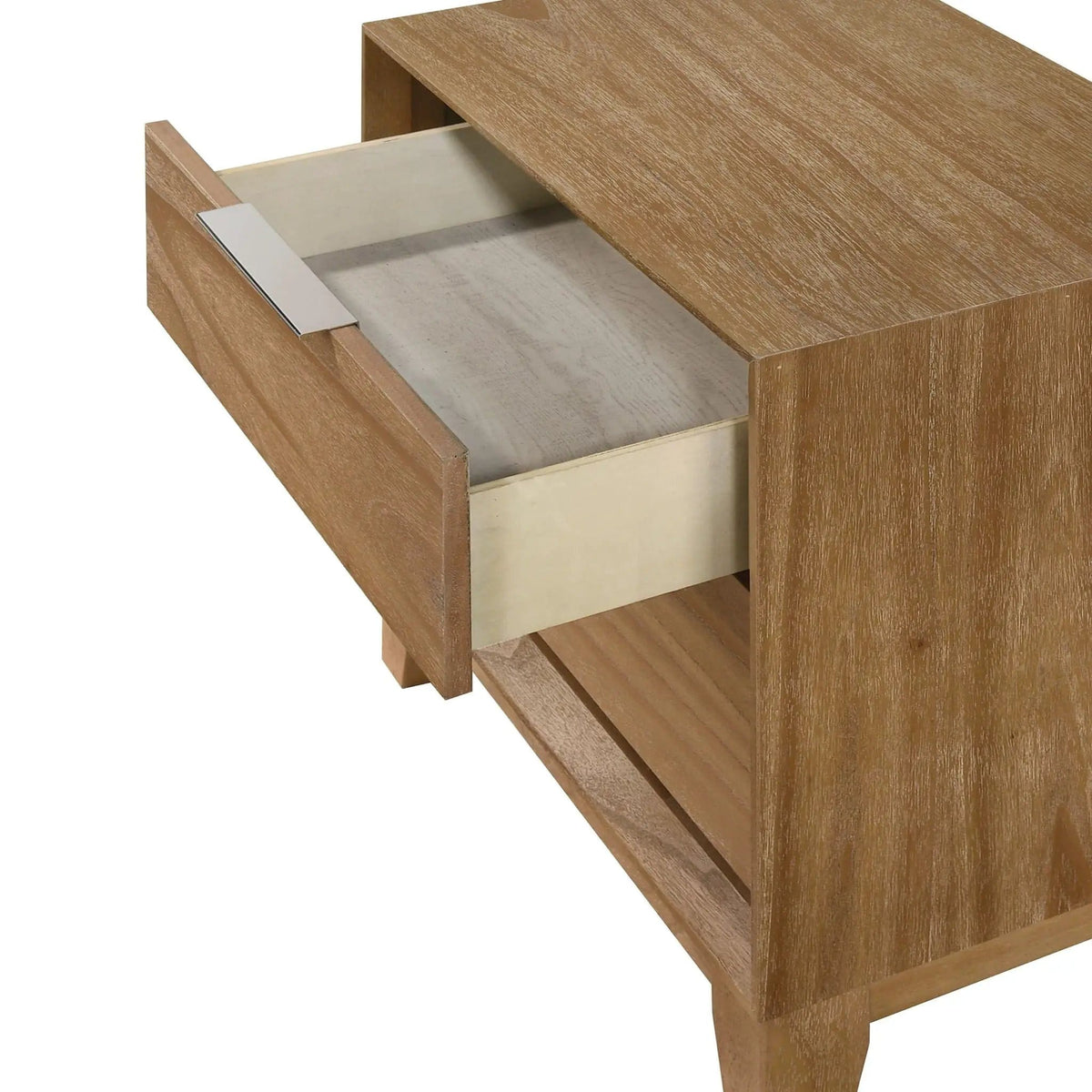 1 Piece 2 Drawer Nightstand Natural Wood | 24.6 x 15.8 x 25.4 in | Wood | Bedroom
