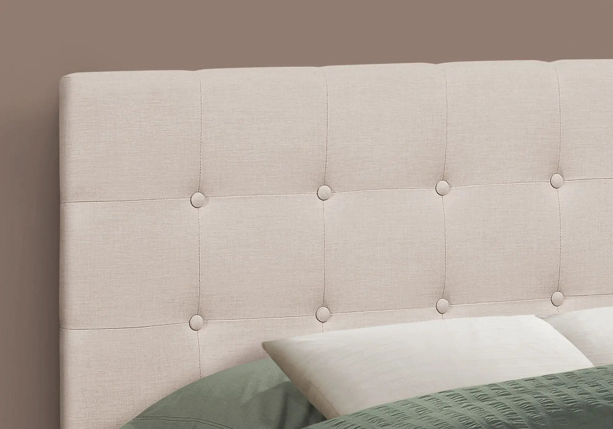 Full Size Upholstered Headboard | Beige | Button Tufted | Solid Wood And MDF Frame