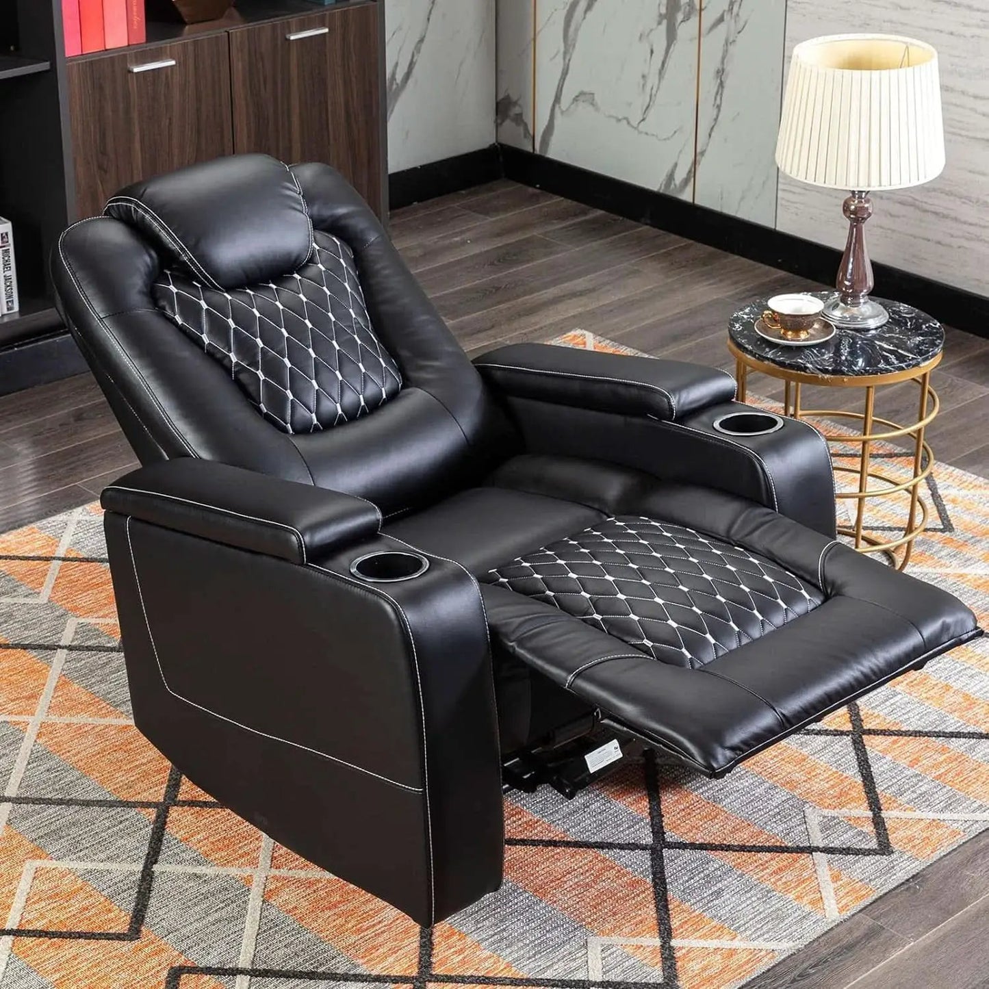 Power Recliner Chair With USB Ports And Cup Holders Black from PriceLows™