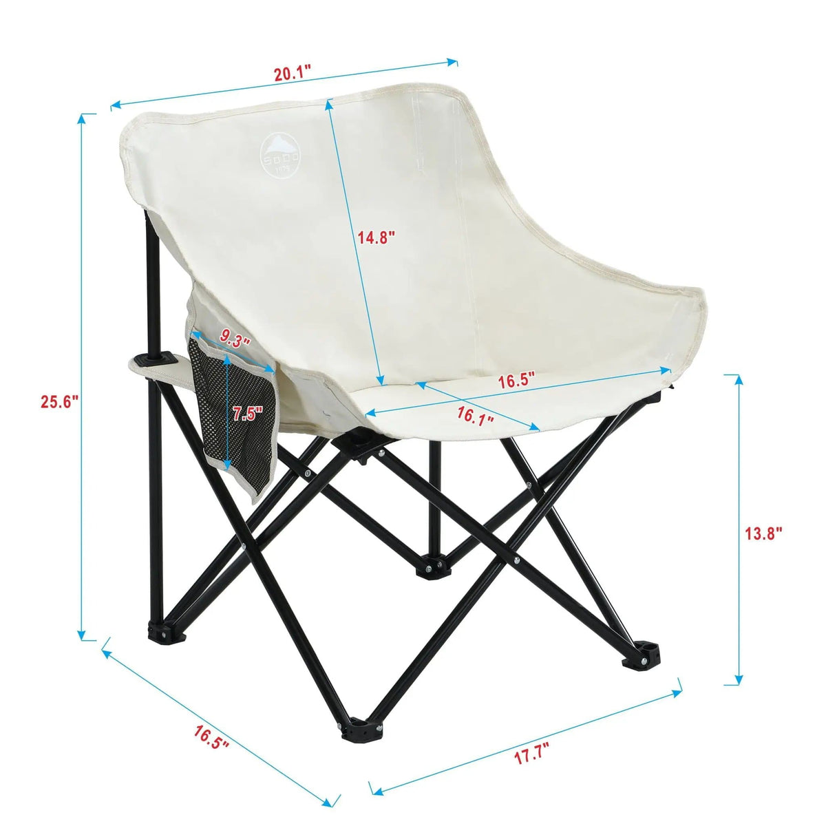 Portable Folding Camping Chairs With Carry Bag (Set of 2) | 16.5 x 20.1 x 25.6 in | Steel | Dining Room