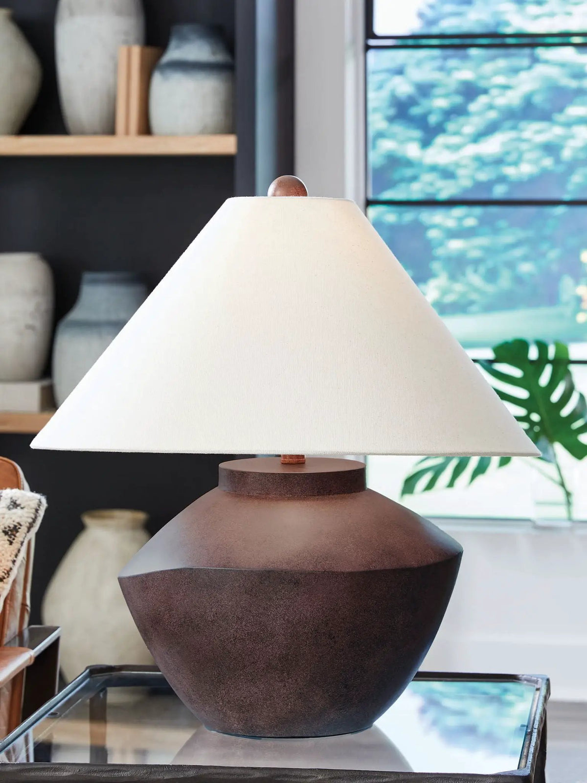 Honsworth Poly Table Lamp | Antique Brown Base | 94 Inch Cord | 22 Inch Height