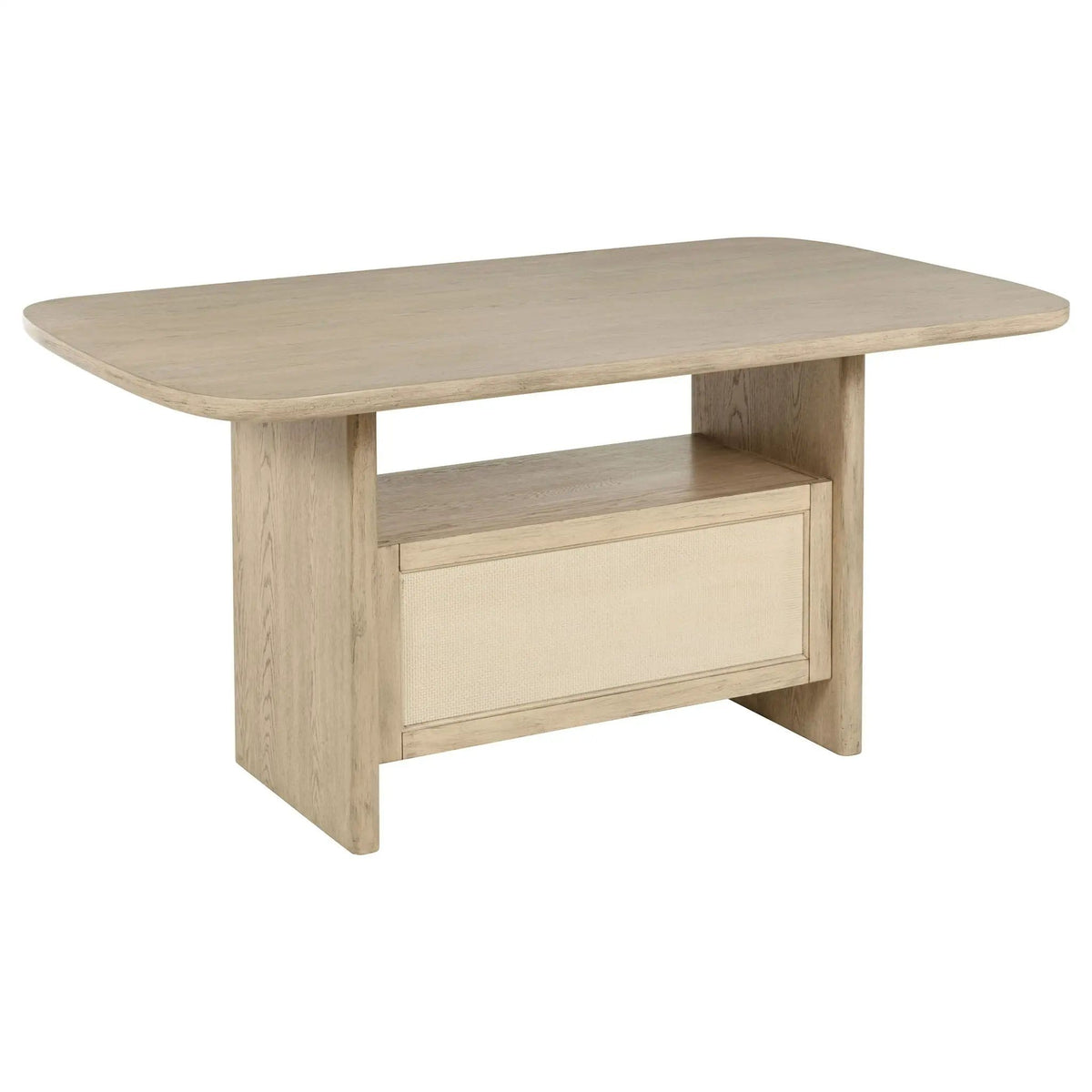 Kailani Cane Counter Height Storage Dining Table Beige | 72 x 42 x 36.5 in | Dining Room Furniture | Oak