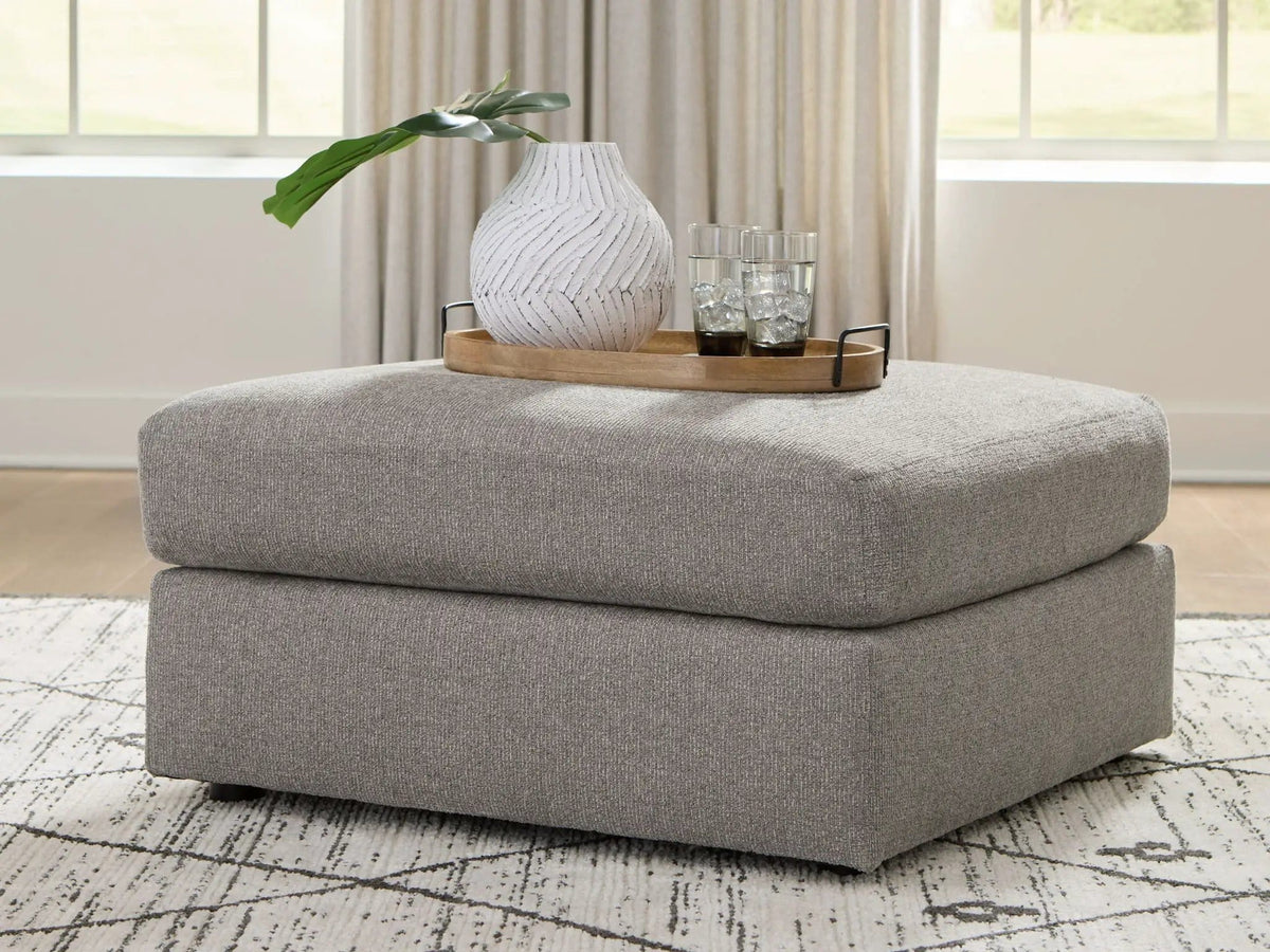 Lindon Oversized Accent Ottoman | 36 x 36 x 19 in | Fabric | Smoke