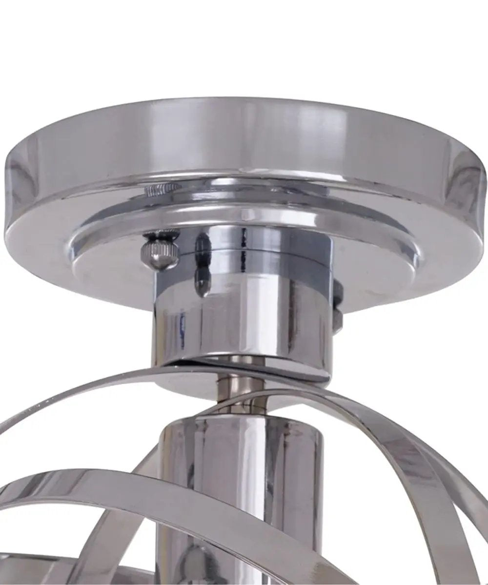 Semi Flush Mont Light | 1 Light Chrome | Elliptical Rings | 10 Inch Wide