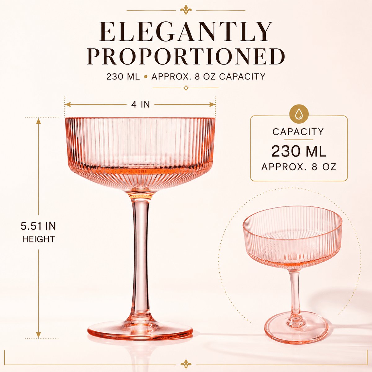 Madrid Acrylic Champagne Coupe Cocktail Glassware | 7.7 oz | Set of 6 | Acrylic
