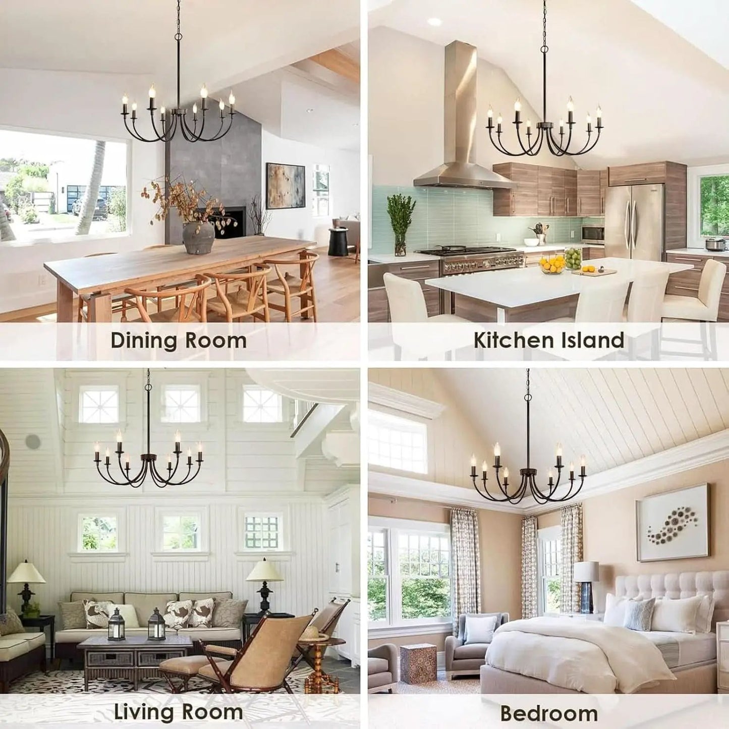 8 Light Matte Black Farmhouse Chandelier For Dining Room from PriceLows™