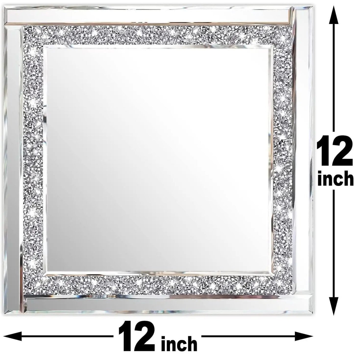 Crystal Crush Diamond Silver Mirror Set 12x12 Inch 2 Pieces from PriceLows™